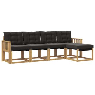 vidaXL Conjunto De Sof&aacute;s De Exterior Con Coj&iacute;n 5 Pcs Blanco Y Negro Vidaxl