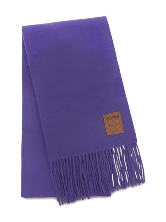 Ganni fringed scarf - women - Fabric - One Size - Purple