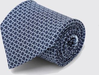 Ferragamo Cravatta in pura seta con motivo Gancini jacquard all-over