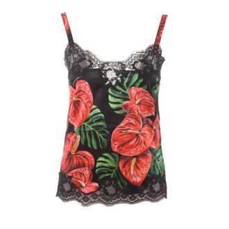 Dolce & Gabbana Flowers Laced Top - female - Dolce & Gabbana - Sleeveless Tops - Multicolor - XL - Tops