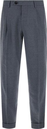 Michael Coal Pantalon met plooien en omgeslagen zoom - Heren - Broeken - Grijs - Maat: W33 Zijde