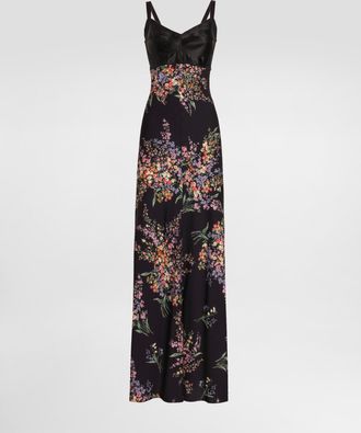 Dolce & Gabbana Flower Bouquets-print Long Charmeuse Dress - Woman Dresses Multicolor 38