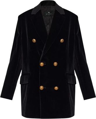 Etro Fluwelen Blazer - Dames - Blazers - Zwart - S - Katoen - Jassen