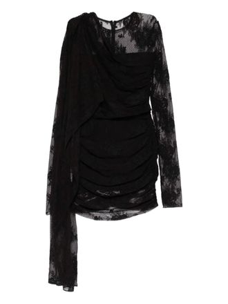 Andamane Xenia lace draped mini dress - women - Polyamide/Cotton/Elastane/Polyester/Elastane - 44 - Black