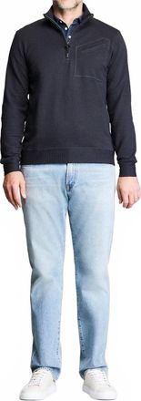 Billy Reid Lightweight Half Zip Pullover In Dark Navy