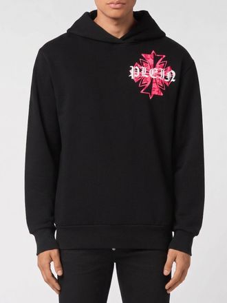Philipp Plein Felpa con cappuccio in cotone con stampa logo