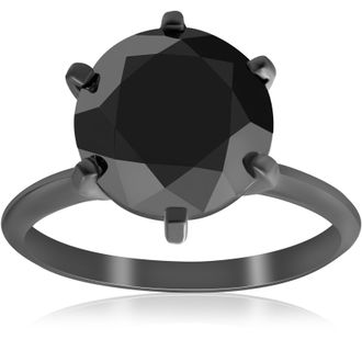 Pompeii3 5 1/2ct Black Diamond Solitaire Engagement Ring 14k Black Gold