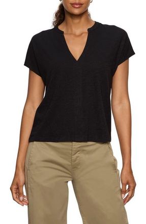 Sanctuary Organic Cotton Blend Split Neck T-Shirt in Black at Nordstrom, Size Xx-Small