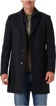 HUGO BOSS H-Hyde-Bib-254 - Heren - Mantel - Blauw - XL - Wol - Jassen