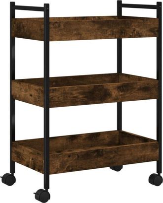 vidaXL Vidaxl - Carrito de cocina madera ingeniería roble ahumado 50x30x70 cm