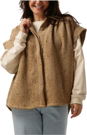Ruby Tuesday Oversized Short Sleeves Boucle Shirt - Dames - Bodywarmers - Geel - M - Jassen