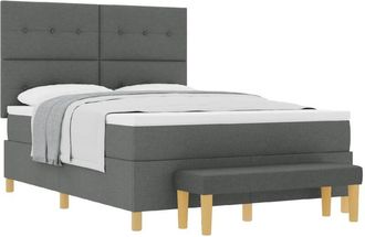 vidaXL Box Spring Bed with Mattress Dark grey 140 x 190 cm Fabric vidaXL