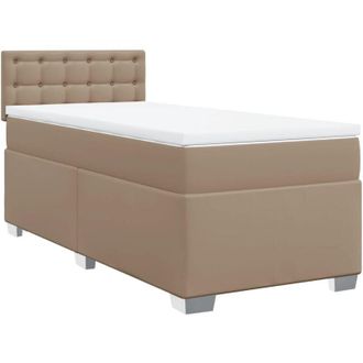 vidaXL Vidaxl - Cama Box Spring Con Colch&oacute;n Cuero Sint&eacute;tico Capuchino 90x190 Cm