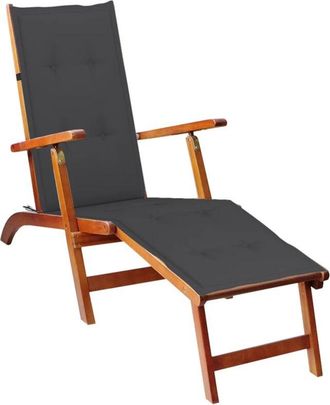 vidaXL Vidaxl - Tumbona De Jard&iacute;n Con Reposapi&eacute;s Y Coj&iacute;n Madera Maciza Acacia