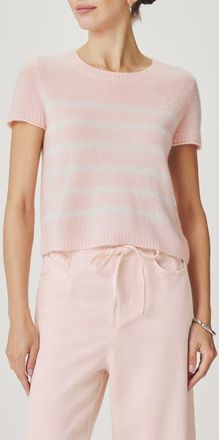 Splendid Emerson Stripe Short Sleeve Sweater in Rose Petal Pink/Shell at Nordstrom, Size X-Small