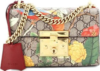 Gucci Padlock Shoulder Bag Tian Print GG Coated Canvas Small crossbody bag - Bruin
