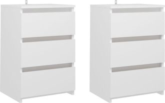 vidaXL Bed Cabinets 2 pcs White 40x35x62.5 cm Engineered Wood Vidaxl