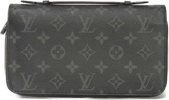 Louis Vuitton Monogram Eclipse Black Noir Monogram Eclipse Leather Long Wallet (Bi-Fold) (Pre-Owned)