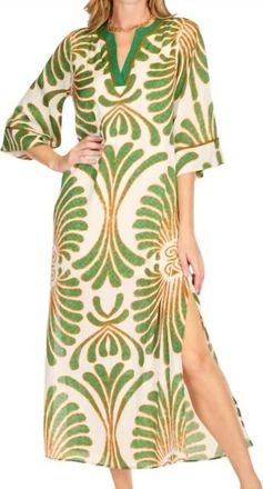 Jade Yoga Palm Trimmed Maxi Dress In Green