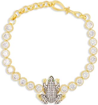 Begum Khan Bracciale tennis con ciondolo rana - Oro