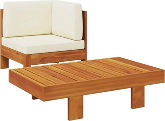 vidaXL Vidaxl - Set Divani Giardino 2 Pz Cuscini Bianco Crema In Legno DAcacia