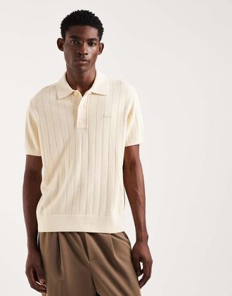 Lacoste Polo a maniche corte in maglia beige-Neutro