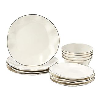 Lenox Blue Bay 12-Piece Dinnerware Set, 15.20 LB, White
