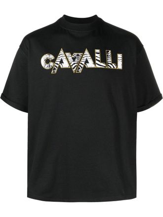 Roberto Cavalli T-shirt con stampa zebrata - Nero