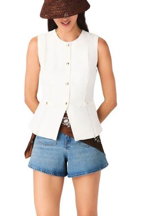 Maje Embroidered linen-blend jacket in White at Nordstrom, Size X-Small