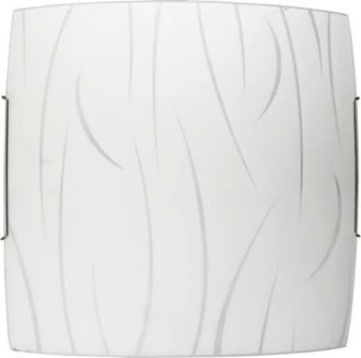 Energy Plafoniera Simone 30 Cm En Vidrio Blanco Y Acero Inoxidable