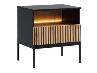Mirjan24 Mobilier1 - Mesilla De Noche Soferi 101, N&uacute;mero De Cajones: 0, N&uacute;mero De Puertas: 0, 56x54x39cm, Aglomerado Laminado, Led