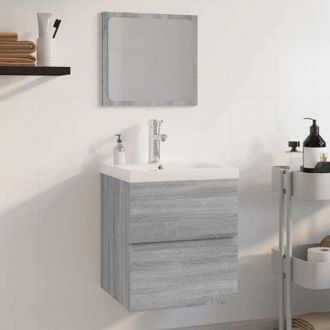 vidaXL Set De Muebles De Ba&ntilde;o Madera Contrachapada Gris Sonoma Vidaxl