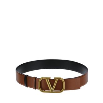 Valentino Garavani Accessoires, Dames, Bruin, ONE Size, Leer, Leren Logo Riem