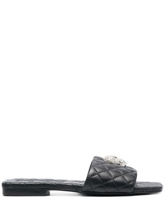 Philipp Plein Matelassé slippers - Zwart