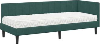 vidaXL Corner Bed Frame with Mattress Dark green 80 x 200 cm Velvet vidaXL
