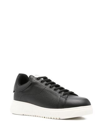 Emporio Armani Tumbled Leather Sneaker - Black
