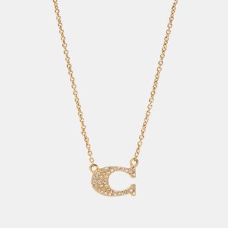 Coach Womens Pave Signature C Necklace - Gold - One Size