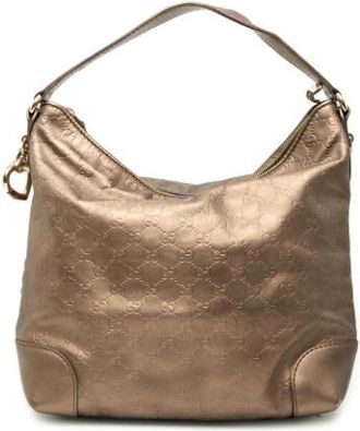 Gucci Pre-owned Embossed Metallic Shoulder Bag - Dames - Vintage Schoudertas - Bruin - ONE Size - Leer - Vintage