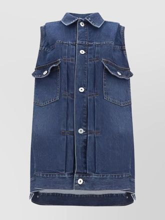 sacai denim sleeveless vest