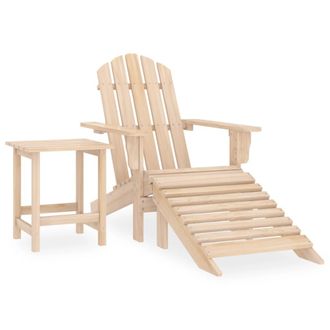 vidaXL Vidaxl - Silla Adirondack De Jard&iacute;n Con Otomana Y Mesa Macizo Abeto Rosa