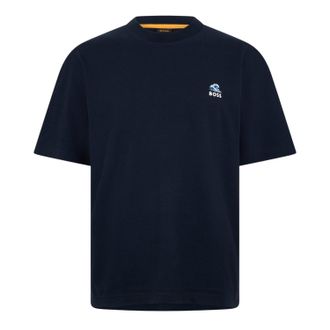 HUGO BOSS Heren Geborduurd T-shirt met logo (Donkerblauw)
