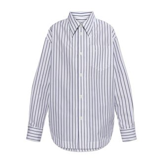 Ami Shirts, female, White, Size: XS Ami De Coeur Striped Chest-Pocket Shirt