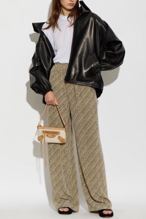Balenciaga Silk Wide-leg Trousers, Womens, Beige