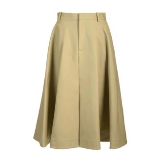 Bottega Veneta Cotton Twill A-Line Skirt - female - Bottega Veneta - Midi Skirts - Beige - XS - Skirts
