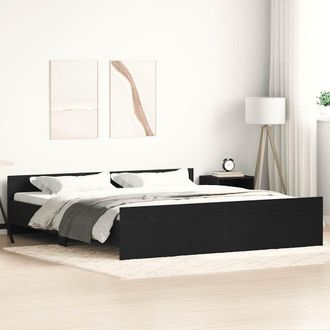 Berkfield Home Bed Frame without Mattress Black Oak 180x200 cm Engineered Wood in Brown