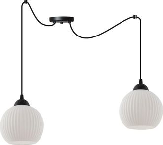 OEM L&aacute;mpara Colgante Spider Riffle Negra 2 Pantallas Planas Blancas Bola E27