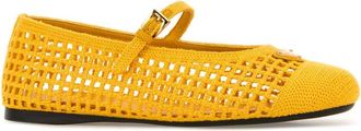 Prada Womens Crochet Knit Flat Yellow