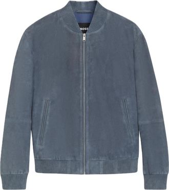 HUGO BOSS H-Muller Su&egrave;de Jas - Heren - Bomber jackets - Blauw - L - Su&egrave;de - Jassen