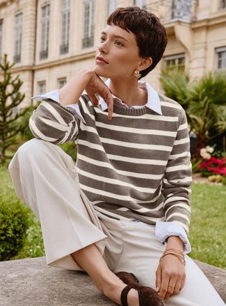 Contemporaine Womens Soft two-tone stripe sweater