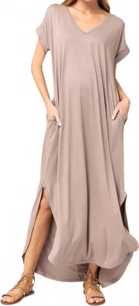 Entro Everyday Pocket Maxi Dress In Shitake